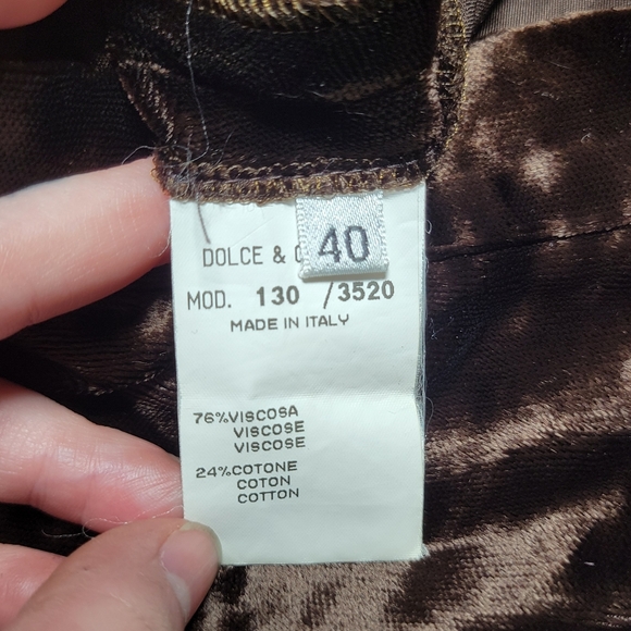 Dolce & Gabbana Brown Velvet & Lace Skirt - Picture 6 of 11